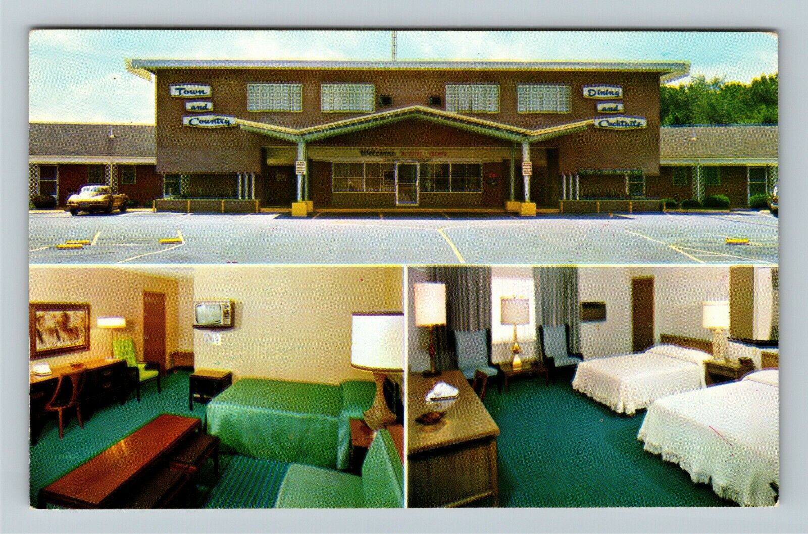 Warren OH-Ohio, Town & Country Motel Vintage Souvenir Postcard