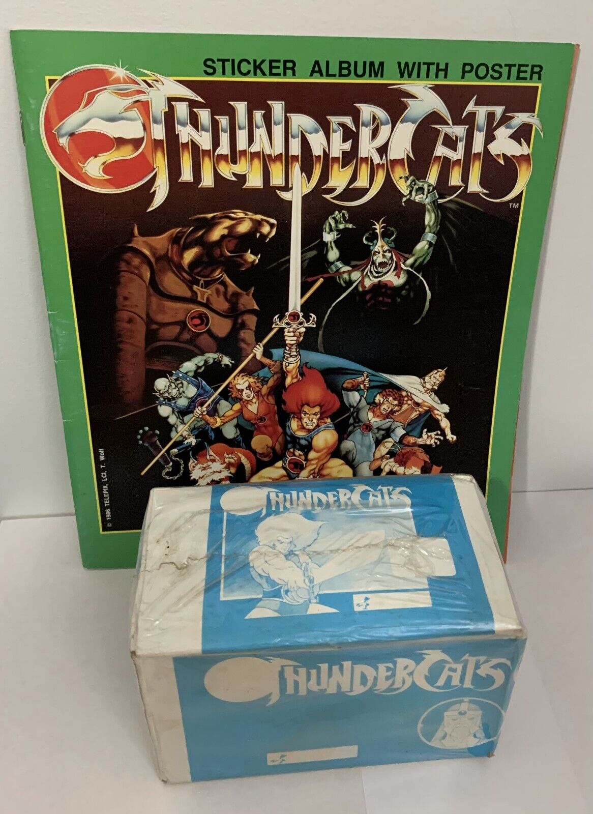1986 Thunder Cats Unopened Box of 200 Sticker Packs & New Album with Poster