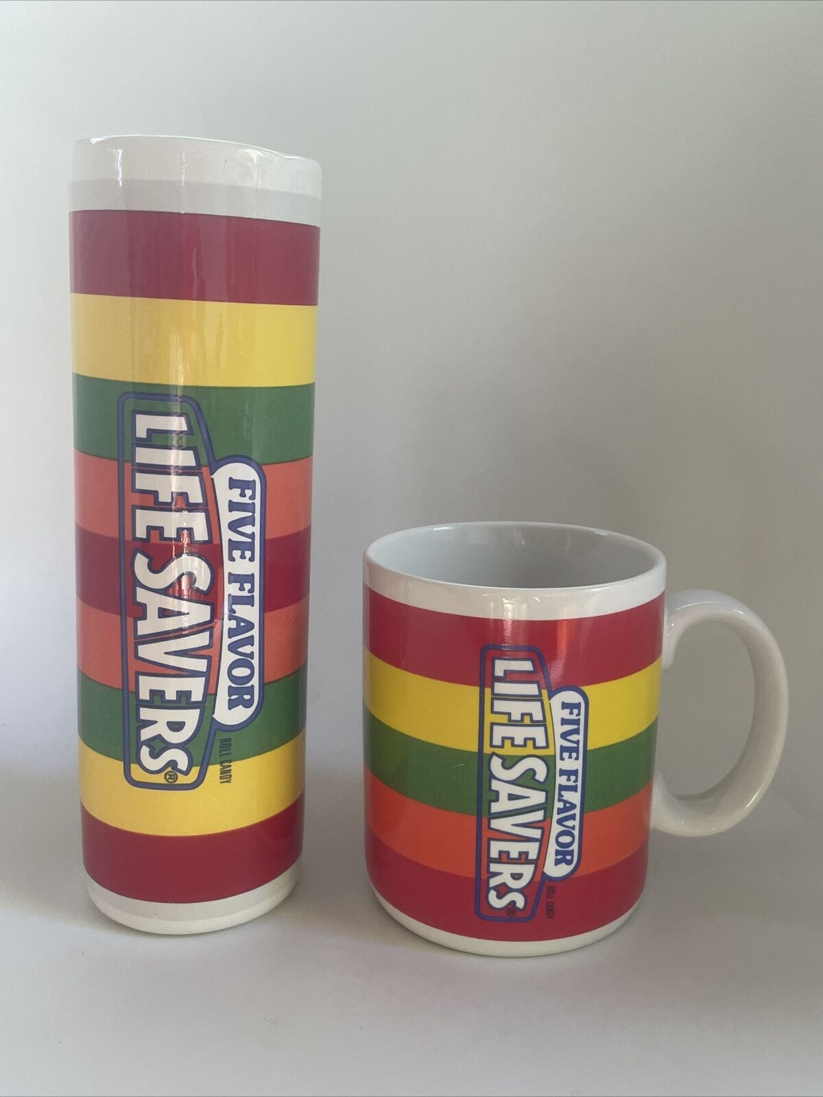 Lifesavers Vase & Mug Vintage Pair Five Flavors Advertising Merchandise Rainbow