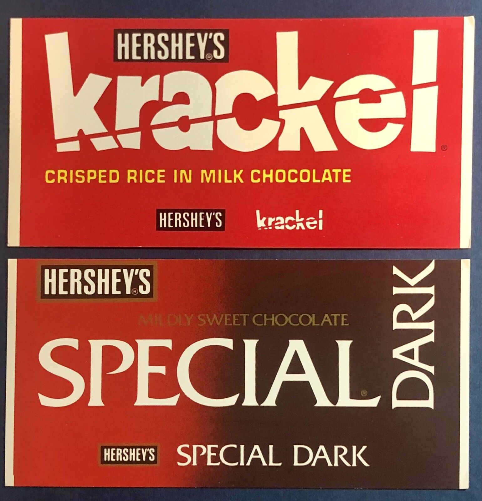 Postcards x2 Hershey\'s Special Dark & Crackle Crisped Rice Chocolate Bars 6x3