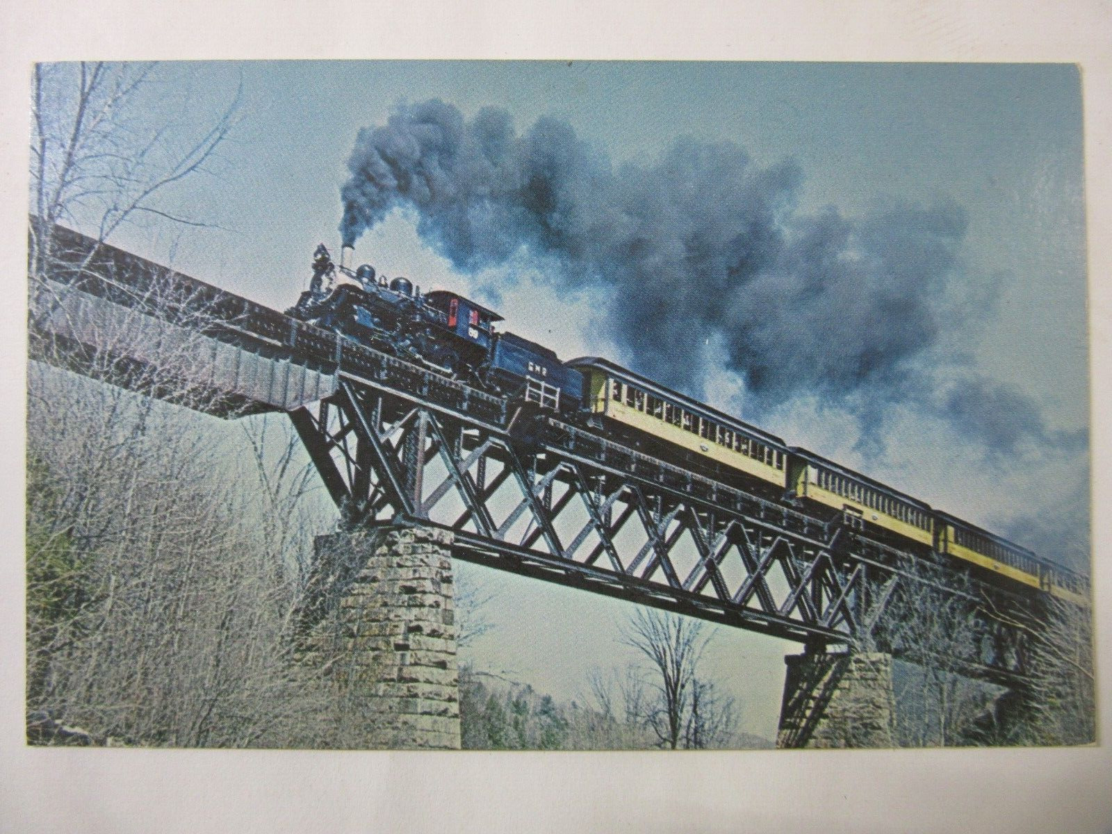Green Mountain RR Railroad 89 Locomotive Train Cuttingsville Trestle VT Postcard
