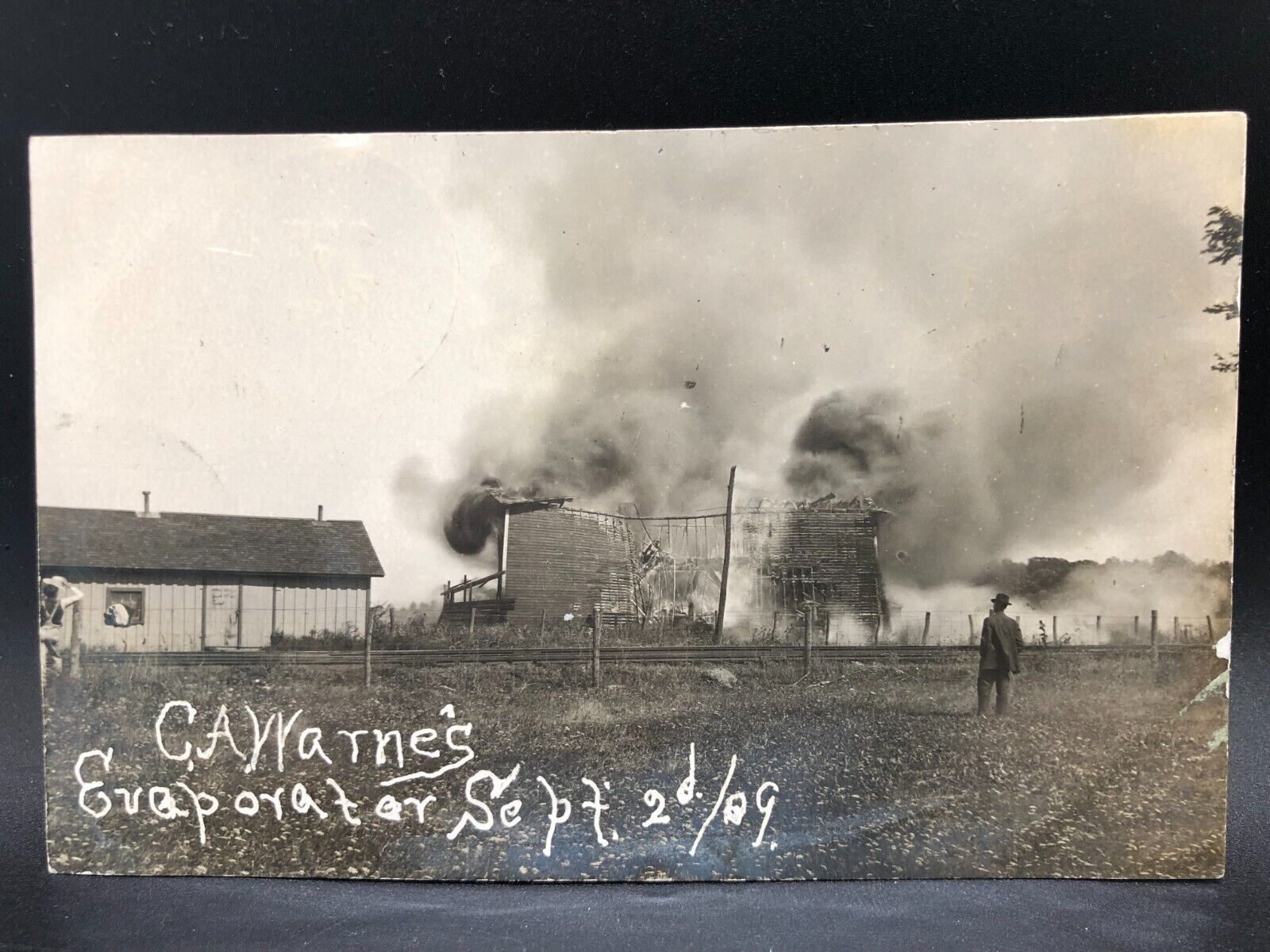 Romulus, NY Warne\'s Evaporator Fire, Real Photo PC, 1909  #507