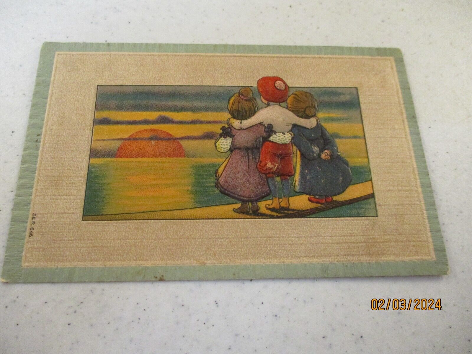 Three People watching the Sunset - Foreign POSTCARD