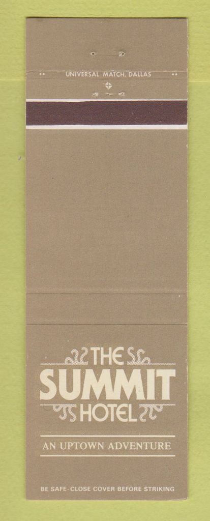 Matchbook Cover - The Summit Hotel Dallas TX