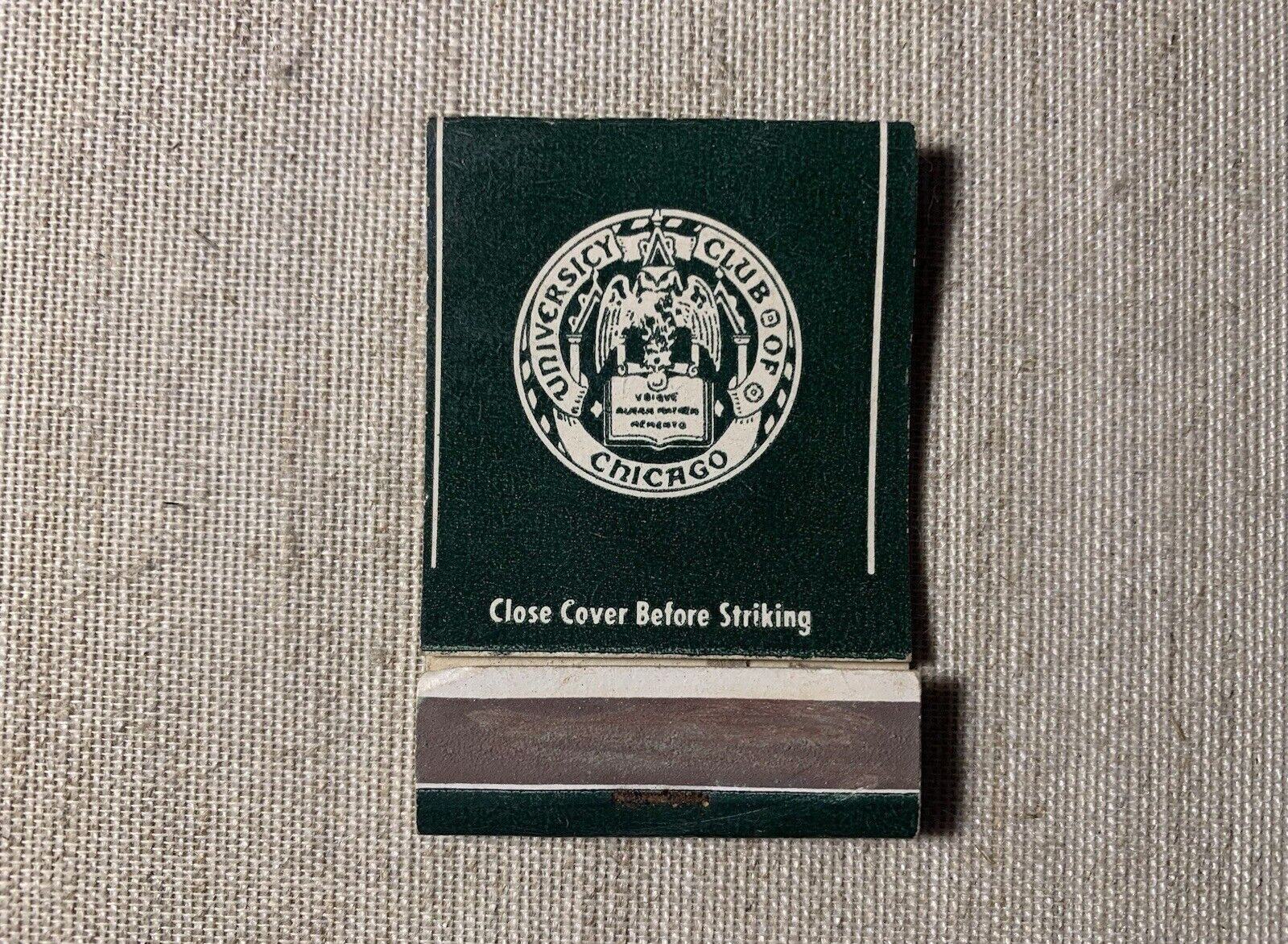 University Club of Chicago Chartered 1887 Vintage Matchbook Cover ~