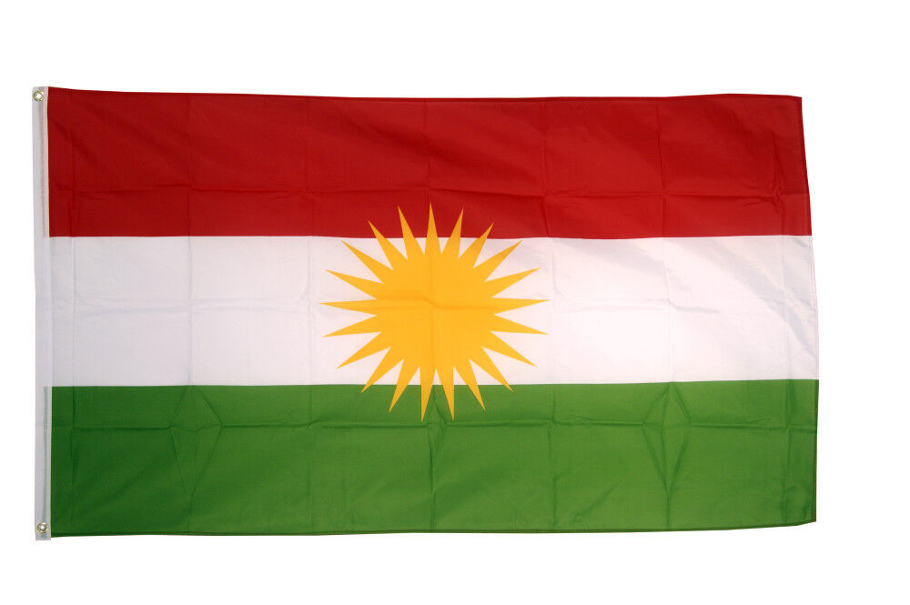 Kurdistan Flag 5 x 3 FT - 100% Polyester With Eyelets - Kurds Kurdish YPG PKK