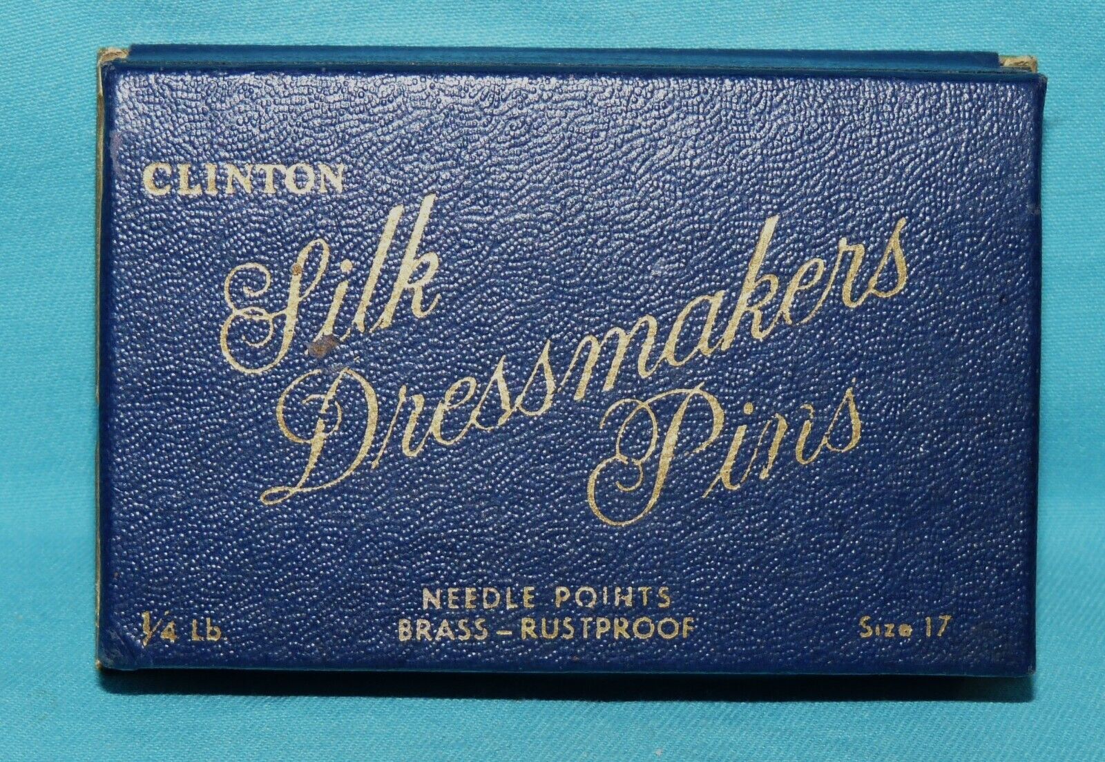Vtg~CLINTON SILK DRESSMAKERPINS~ Rustproof in Original Box~1/4 lb~Size 17~Sewing