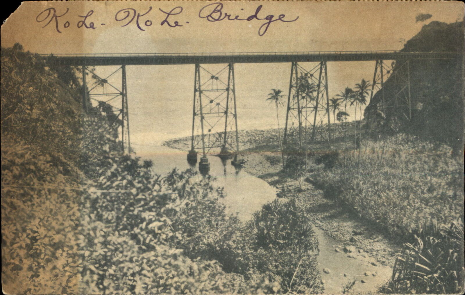 Ko-Le Ko-Le Bridge ~ Hawaii Consolidated Railway ~ Hawaiian Islands c1910