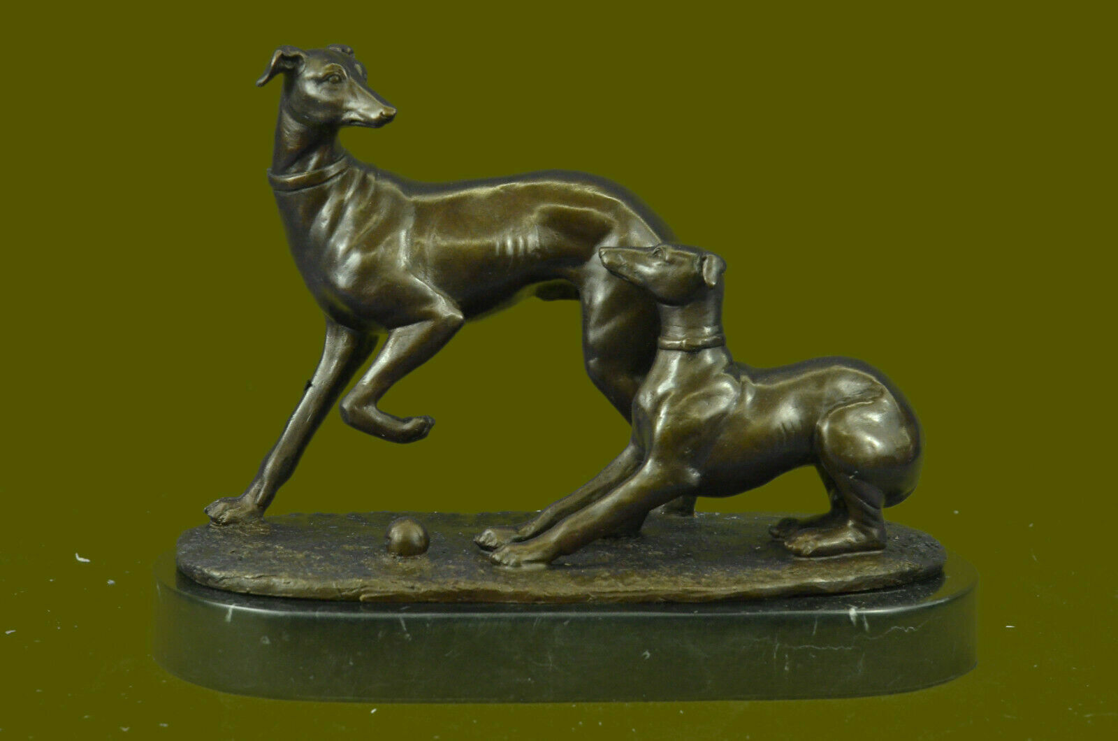 Two Cute Greyhound Dogs Figurine Hand Art Deco Museum And High Quality Artwork