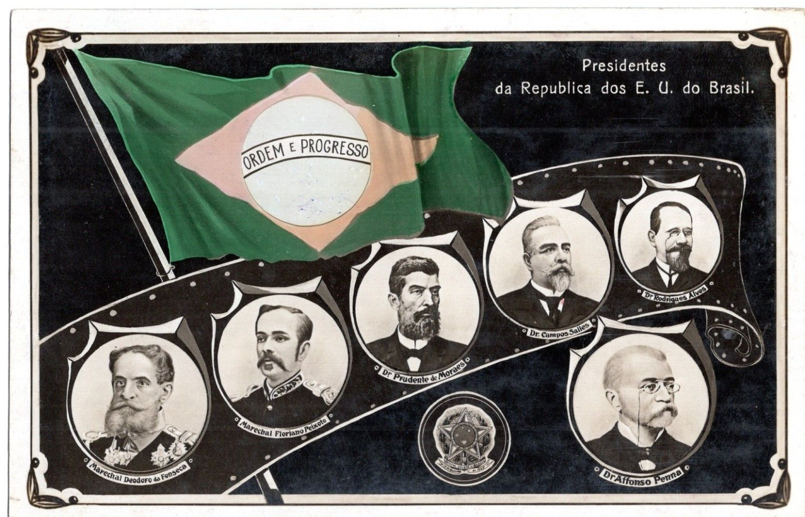 Postcard Brazil, presidents of Brazil, used