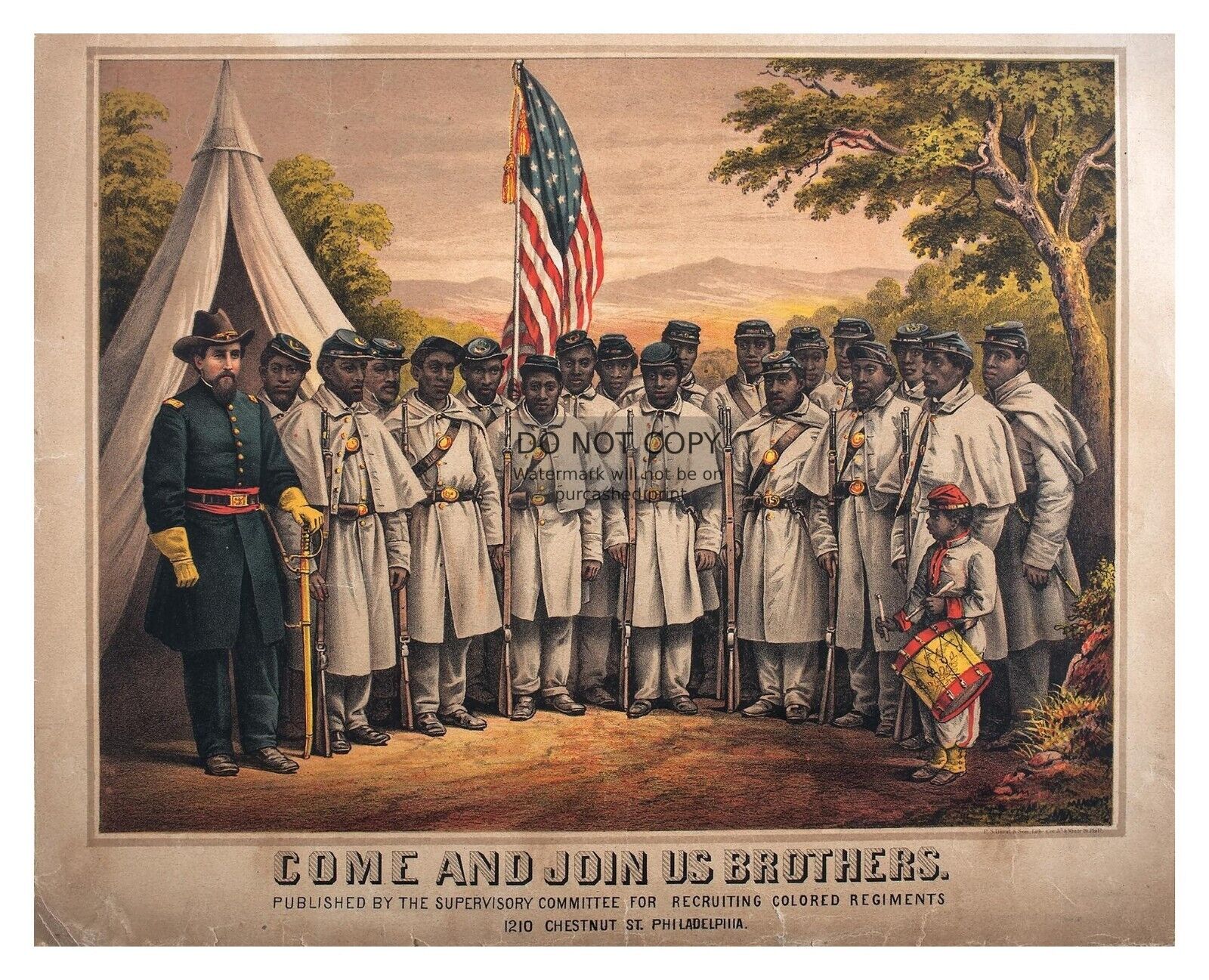 CIVIL WAR AFRICAN AMERICAN SOLDIERS RECRUITING ADVERTISEMENT POSTER 8X10 PHOTO