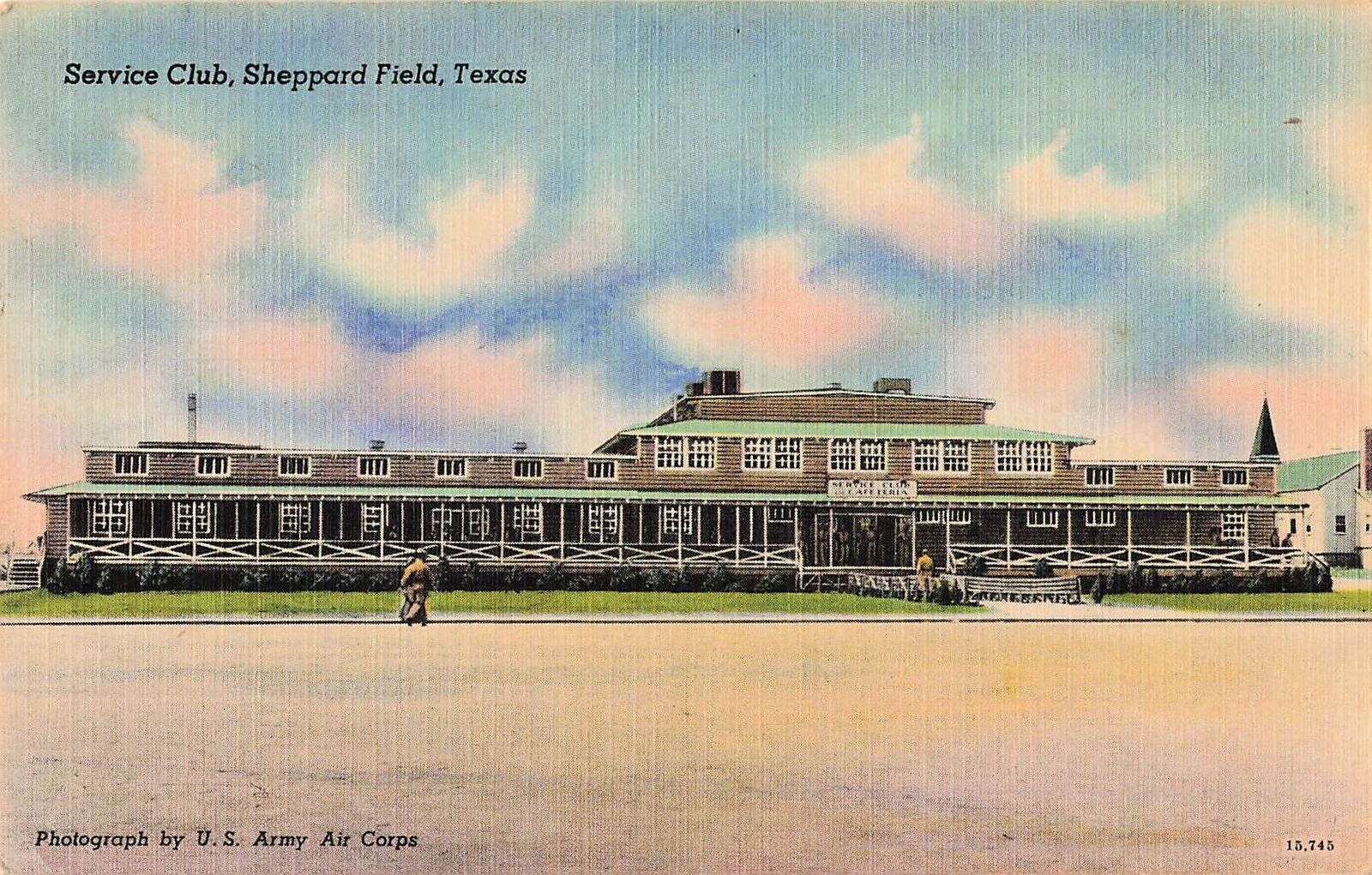 Vintage Postcard 1940s Service Club Sheppard Field Texas US Air Corps WW2 era