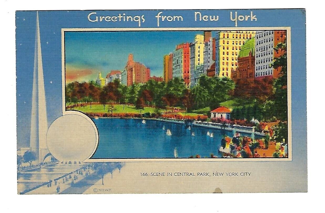 c1933 Postcard Scene in Central Park New York World Fair