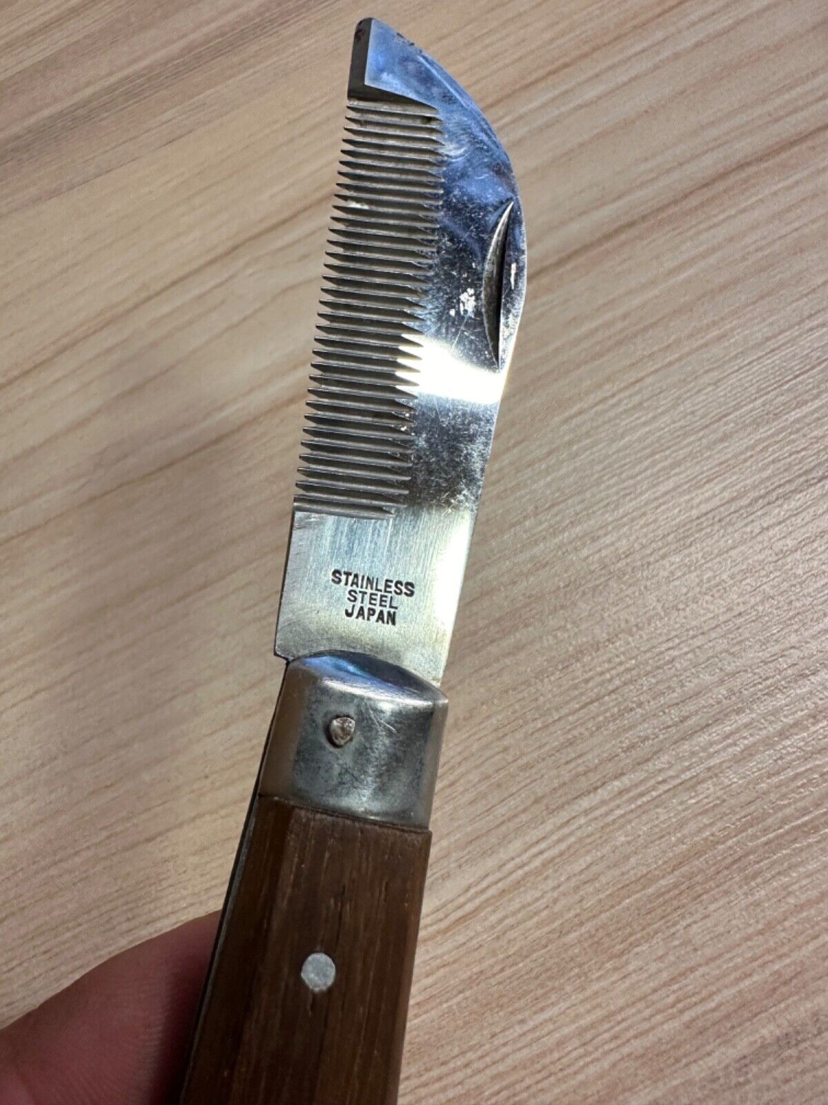 Very rare Japan Metal Foldable Mane Thinning Knife