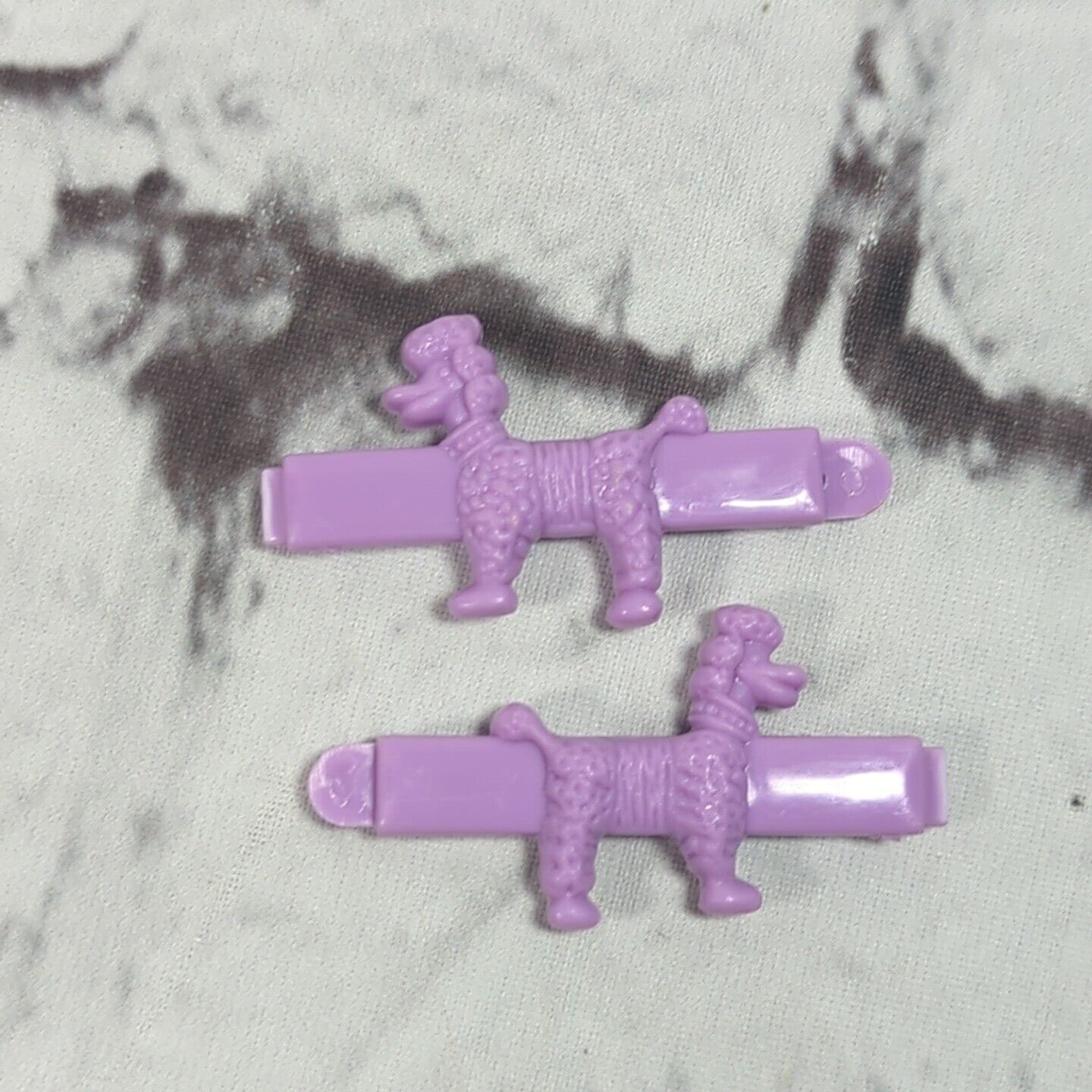 Vintage Goody Barrettes Plastic Snap Tite Set of 2 Purple Poodles 