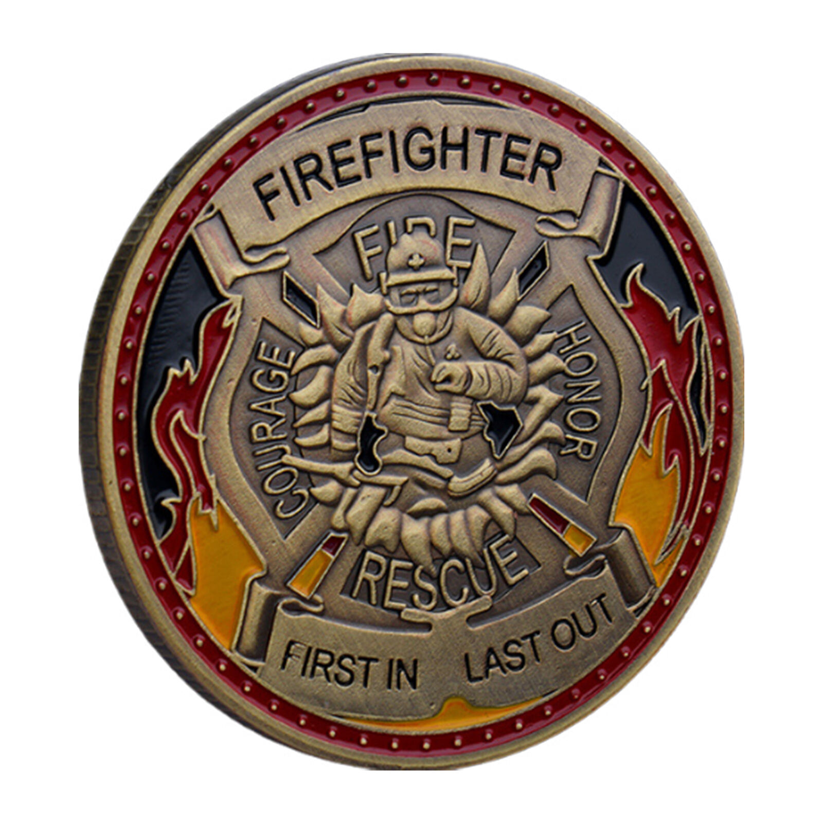 Firefighter Challenge Coin Fire Department Rescue Prayer Coin Fireman's Gift