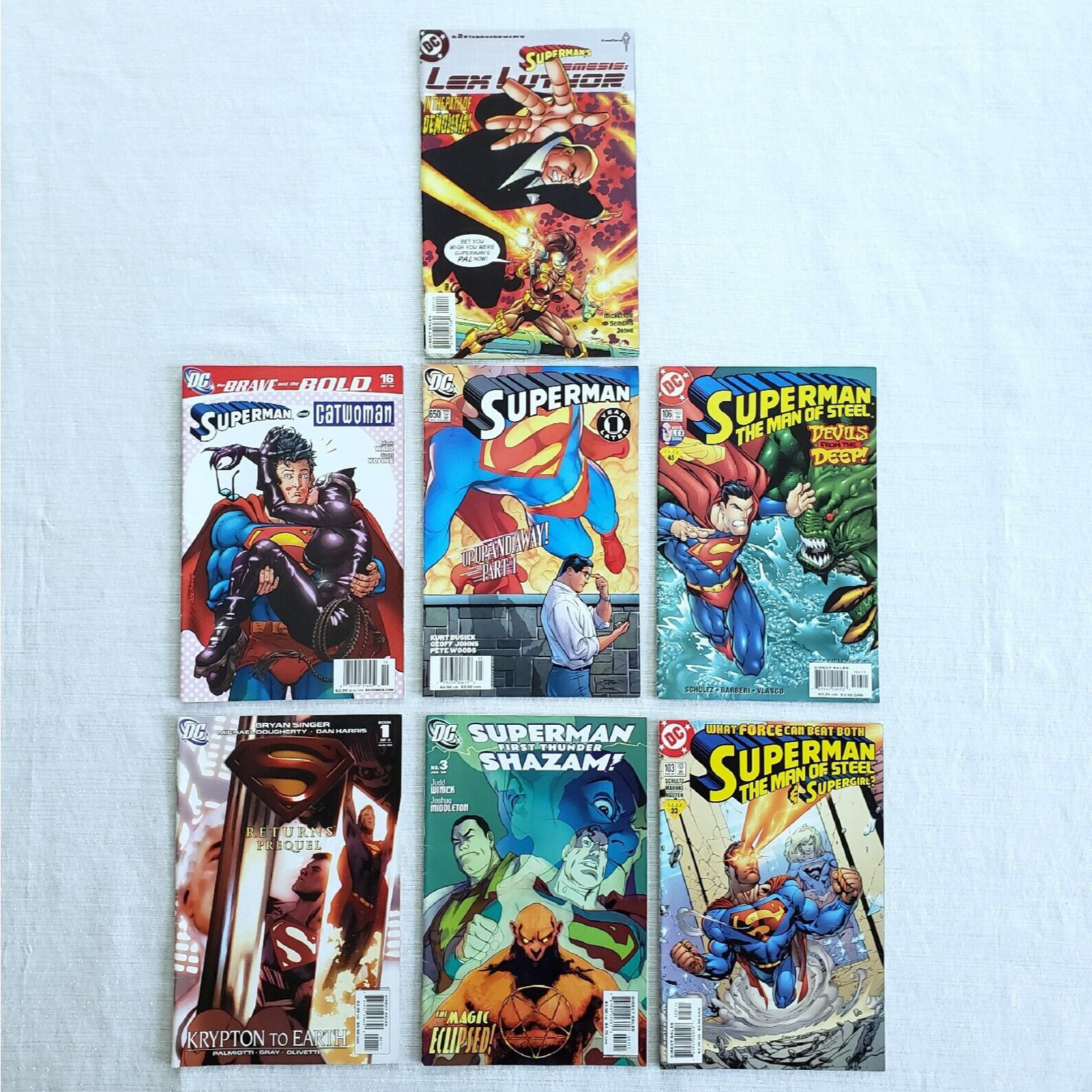 Superman Comic Books Misc Lot Of 7 Retro DC Comics Early 2000s Shazam Catwoman