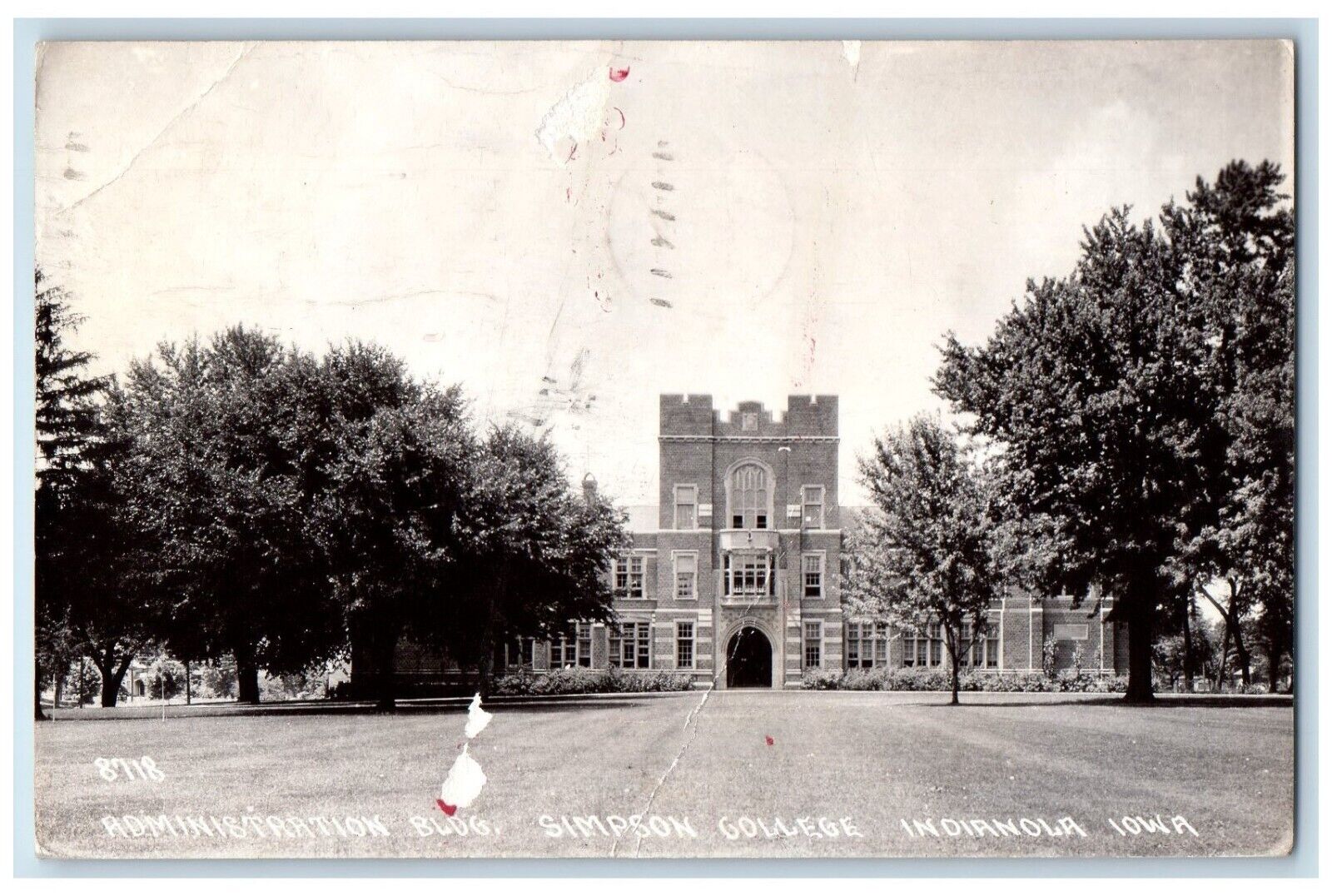 1939 Administration Bldg. Simpson College Indianola Iowa IA RPPC Photo Postcard