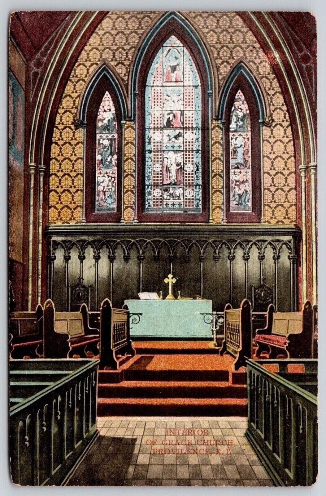 Providence Rhode Island Grace Church Interior Historic Landmark DB Postcard