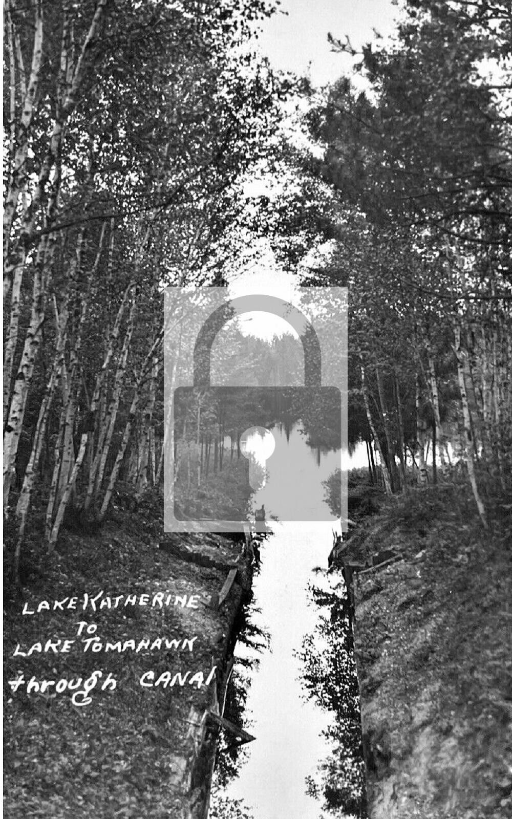 Lake Katherine To Tomahawk Canal Hazelhurst Wisconsin WI Reprint Postcard
