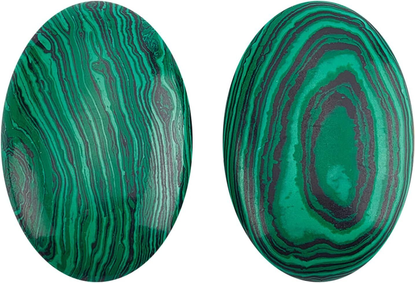 NBEADS 2 Pcs Green Malachite Stones 1.57×2.38\