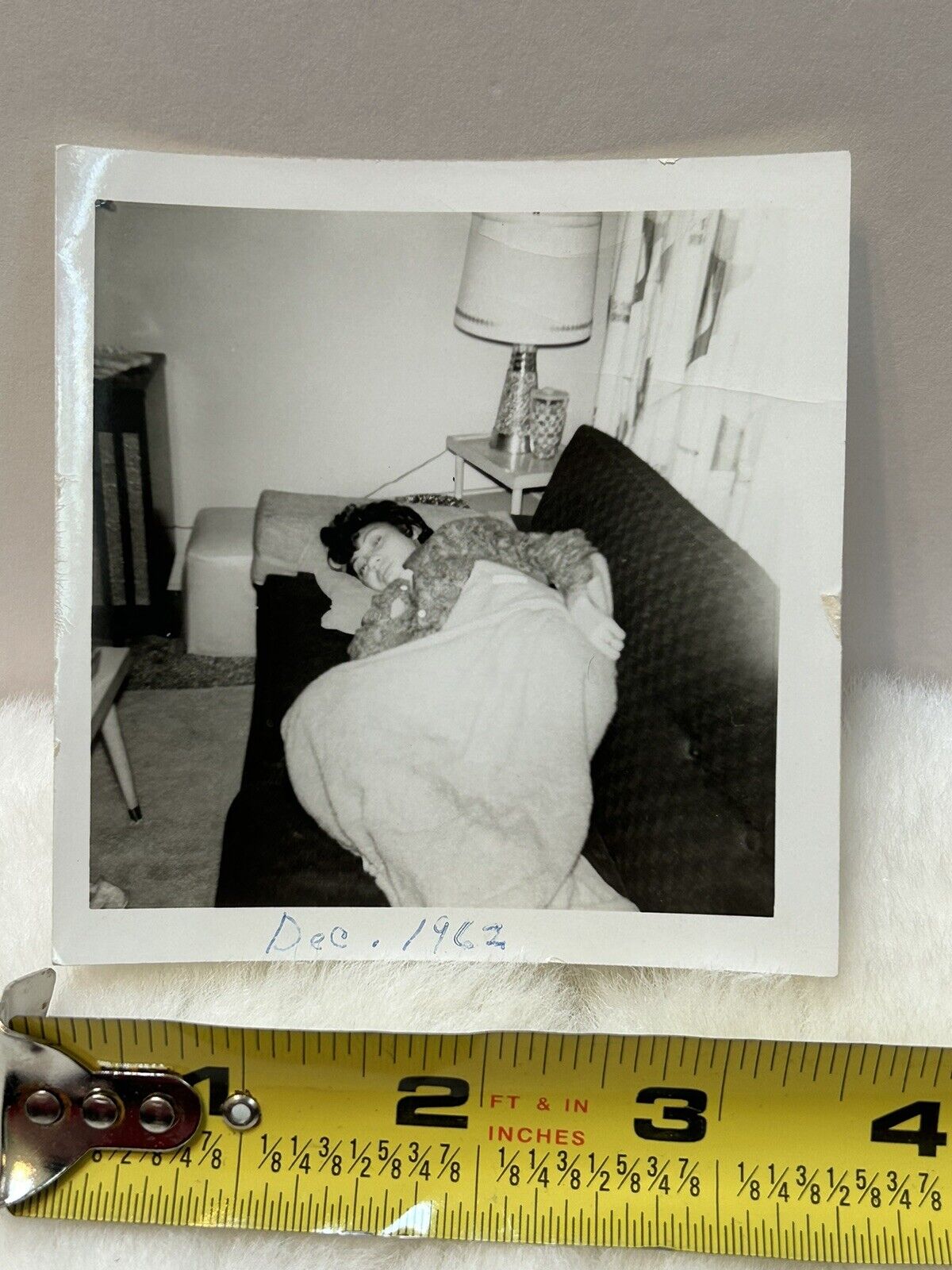 Vintage Photo Snapshot 1960s African American Woman Sleeping On Couch 