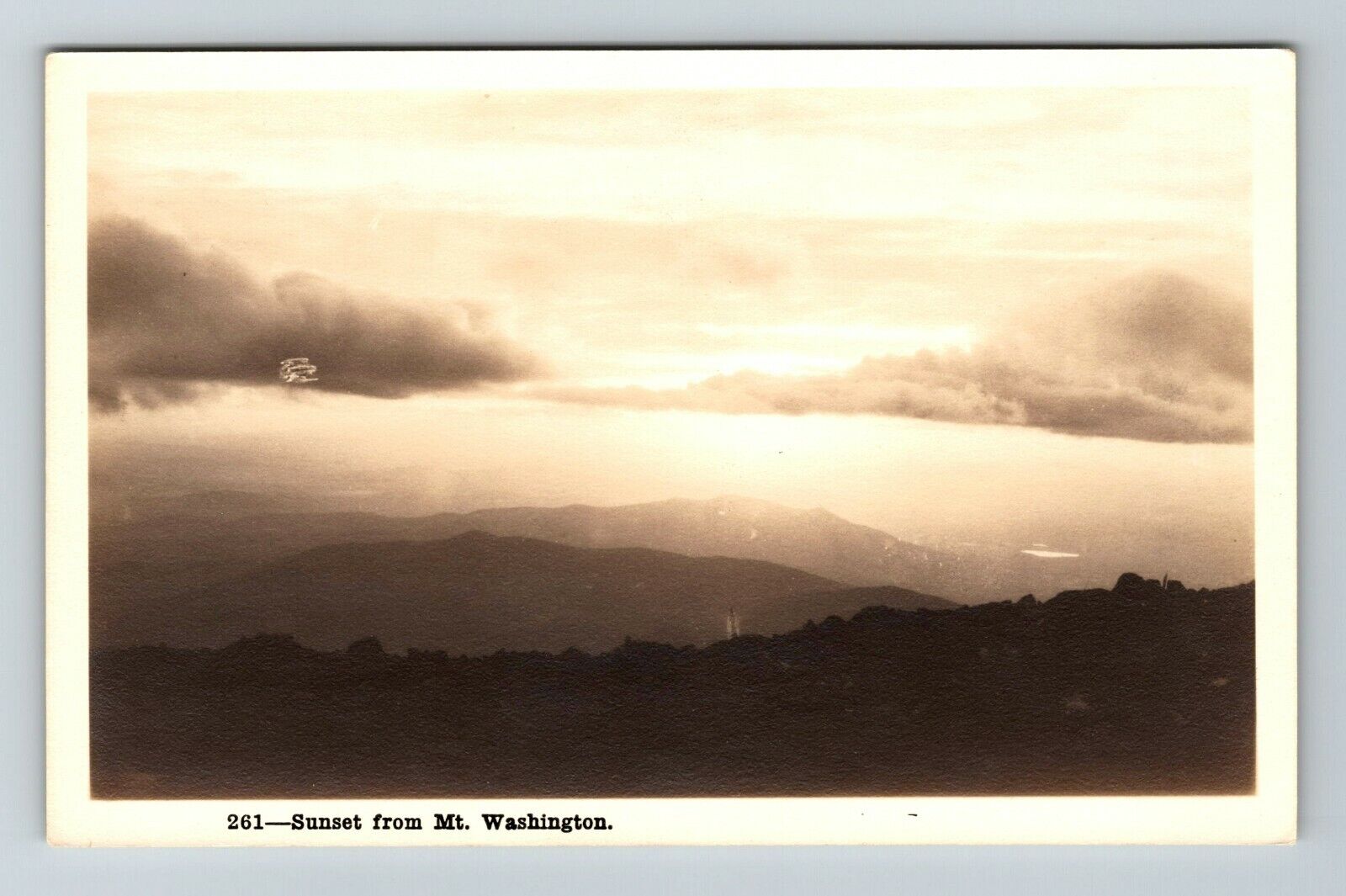 RPPC-Mt Washington NH-New Hampshire, Sunset RPPC Vintage Souvenir Postcard