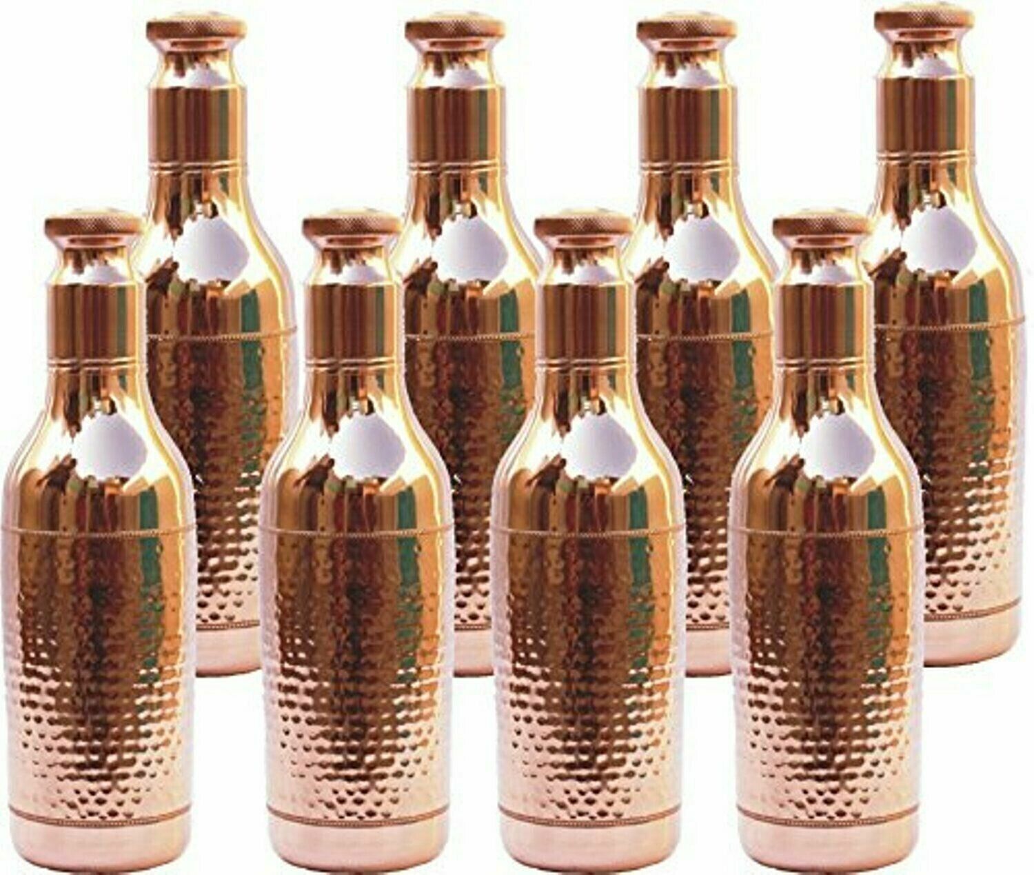 8XHammered Design Handmade Copper Champagne Bottle Health Benefit 1 Liter