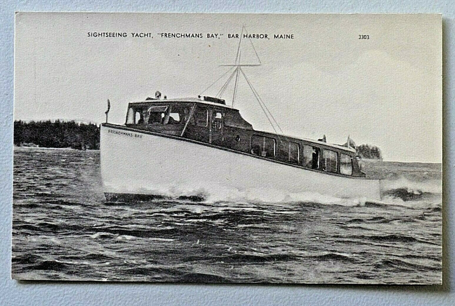 Sightseeing Yacht, Frenchmans Bay, Bar Harbor, Maine Sepia Tone Postcard 2562