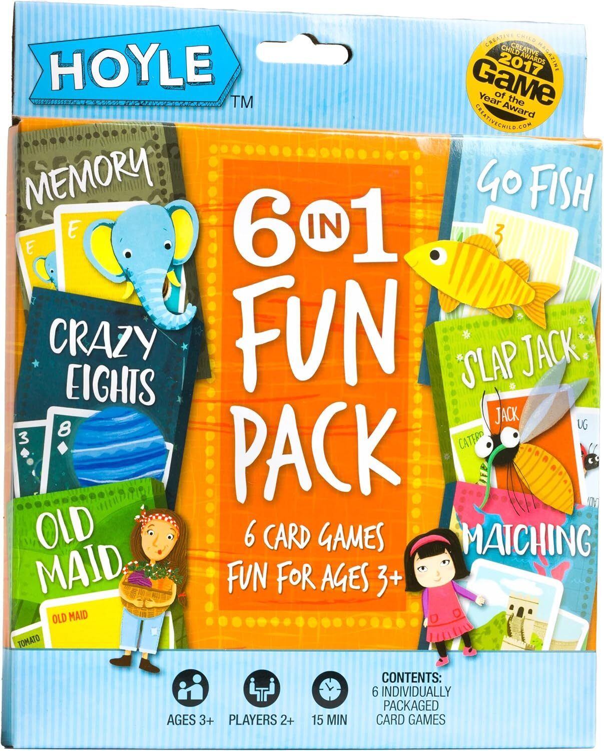 Hoyle 6 in 1 Kids Playing Cards Multi Game Pack, 6 Fun Games 1 Multicolor 