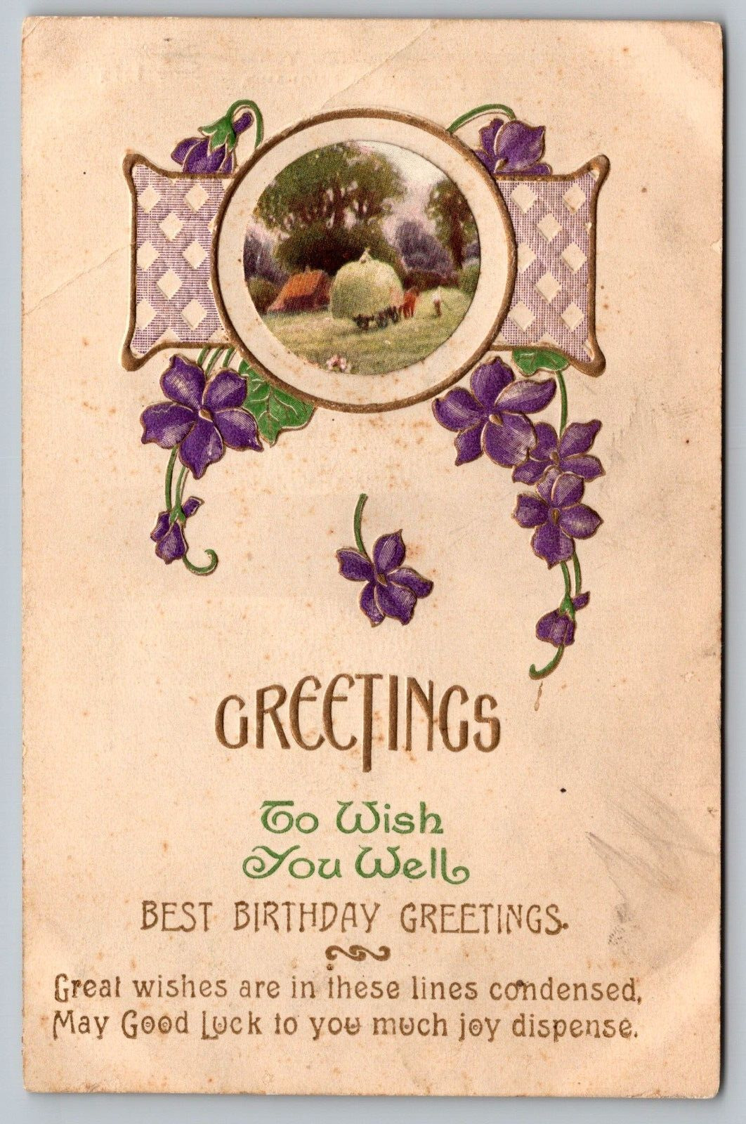 Postcard A Greeting To Wish You Well Best Birthday Greetings VTG c1910  I5