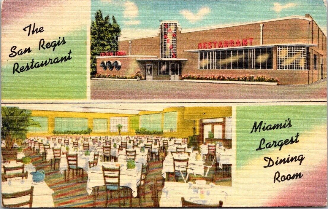 Miami, Florida ~ The San Regis Restaurant - Miami\'s Largest Dining Room Postcard