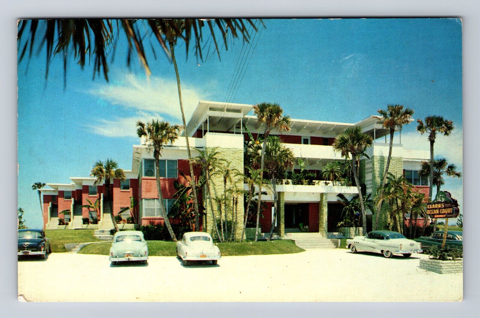 Daytona Beach FL-Florida, Clark\'s Ocean Court, Advertising, Vintage Postcard