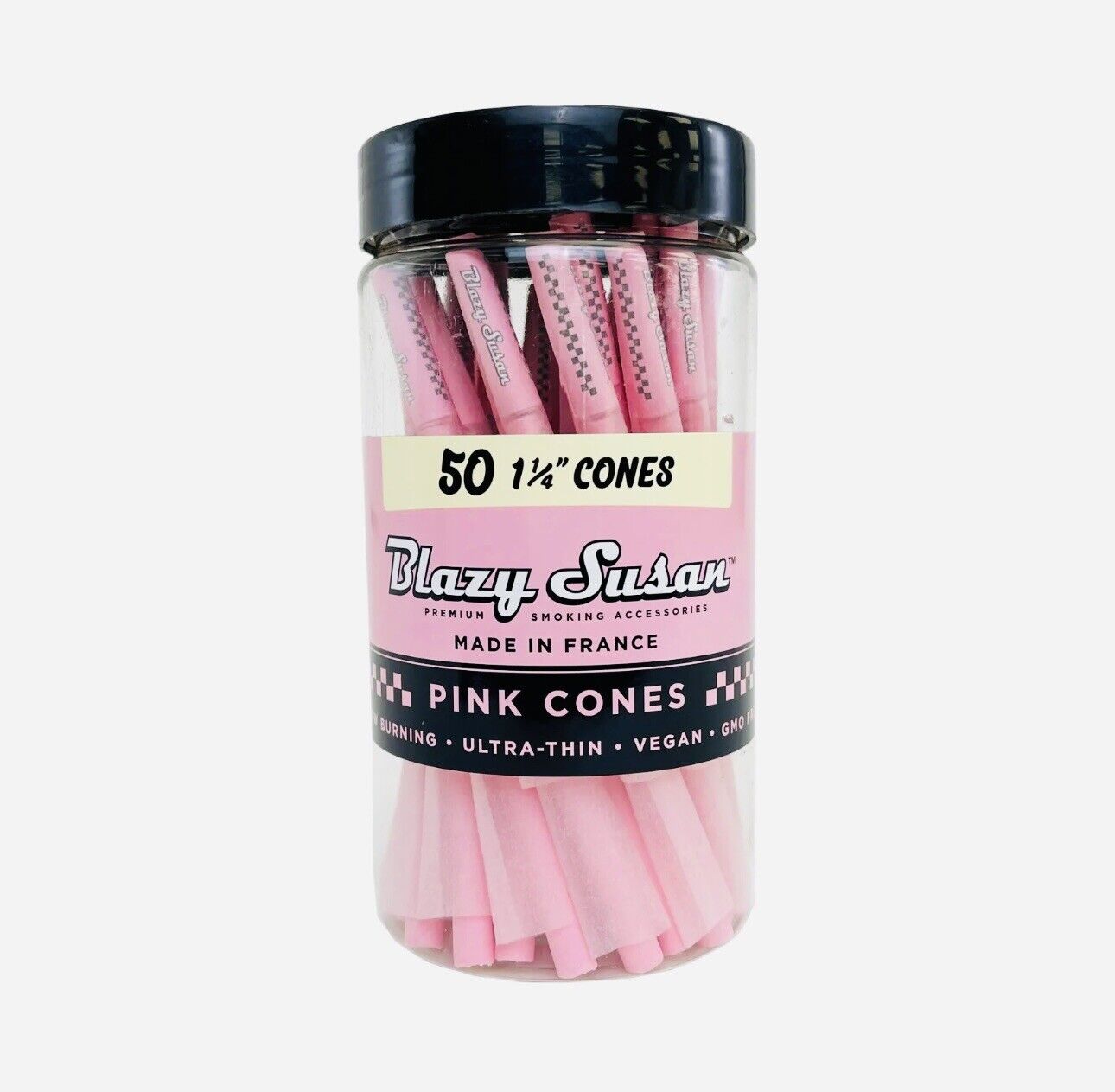 Authentic Blazy Susan Pink Cones 50ct Pack 1 1/4 pre rolled Cones Sealed Bottle