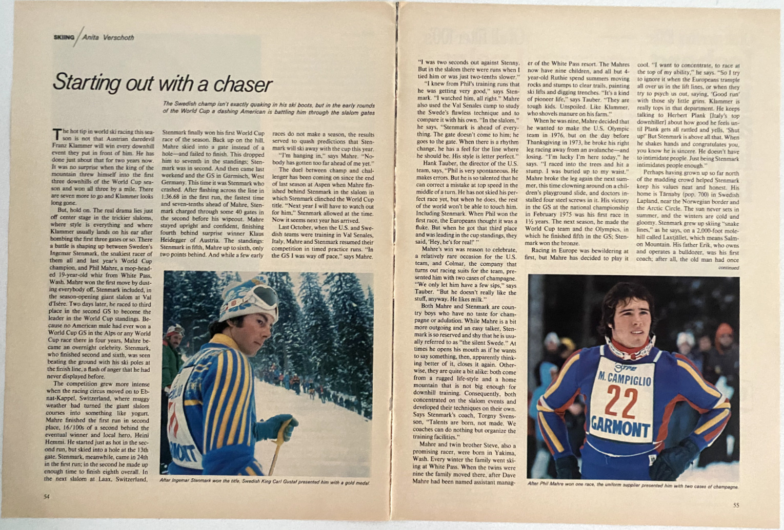 Ingemar Stenmark Phil Mahre World Ski Racing Switzerland Vintage 1977 Mag Articl
