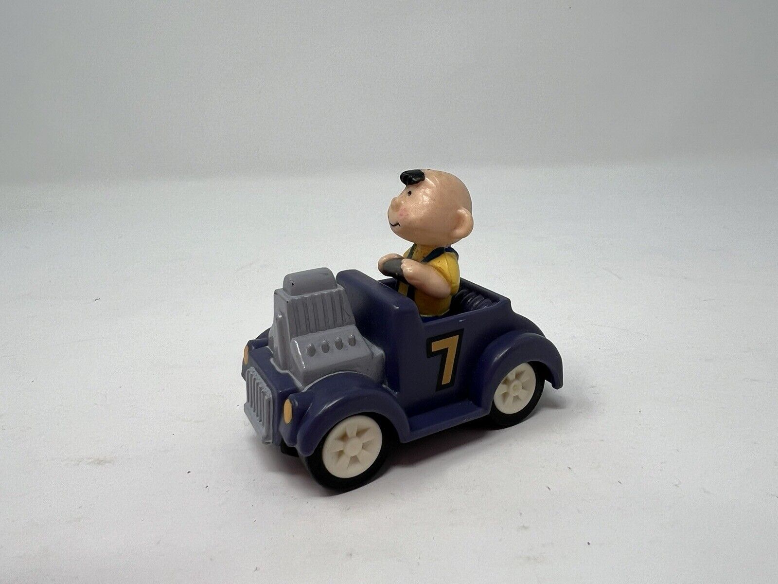 Vintage 1970s Charlie Brown Peanuts Racer Push Down Car Spring Loaded