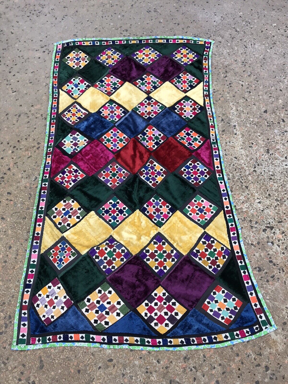 Vintage Uzbek embroidery patchwork suzani, handmade tablecover, wall Hanging