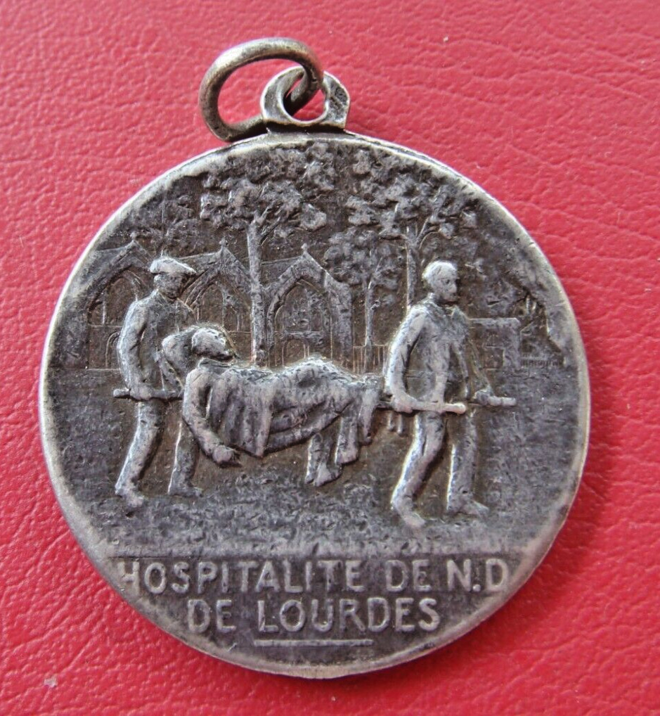RARE HOSPITAL DE N.D. DE LOURDES BY PENIN PONCET *1920 SILVER RELIGIOUS MEDAL