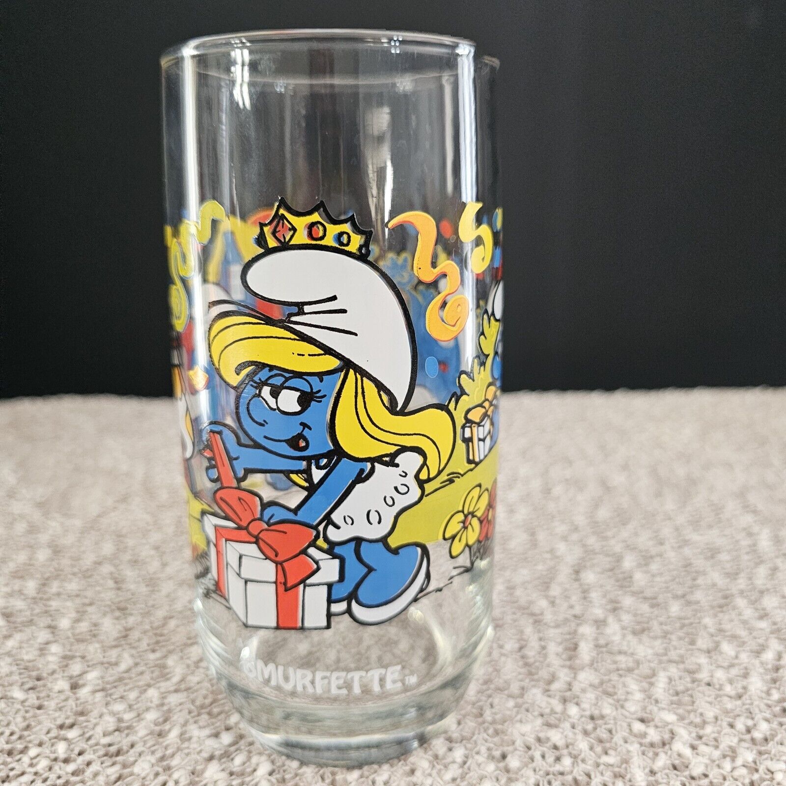 Smurfette Vintage 1983 Peyo Smurf Drinking Glass Wallace Berrie