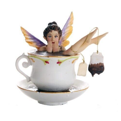 PT Fairy Taking a Tea Bath in Tea Cup Hand Painted Resin Figure