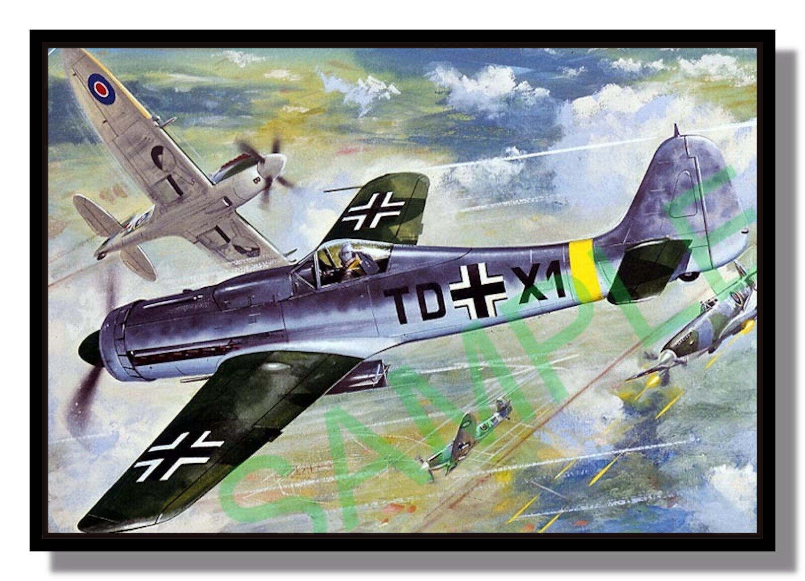 Focke-Wulf Fw 190D and Spitfire dogfight Luftwaffe free p&p UK