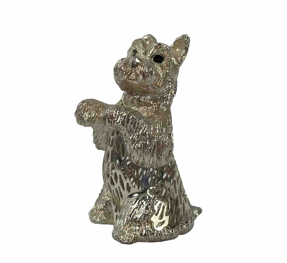 Christofle Scottish Terrier by France Silverplate Lace Art Metalwork EXCELLENT