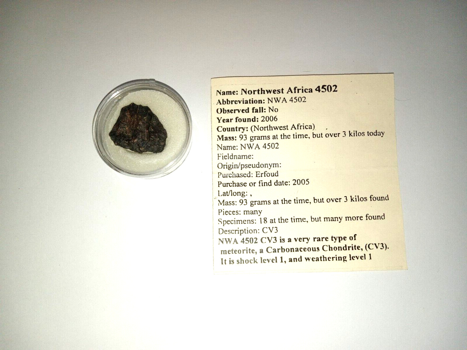 7.92 grams NWA Meteorite