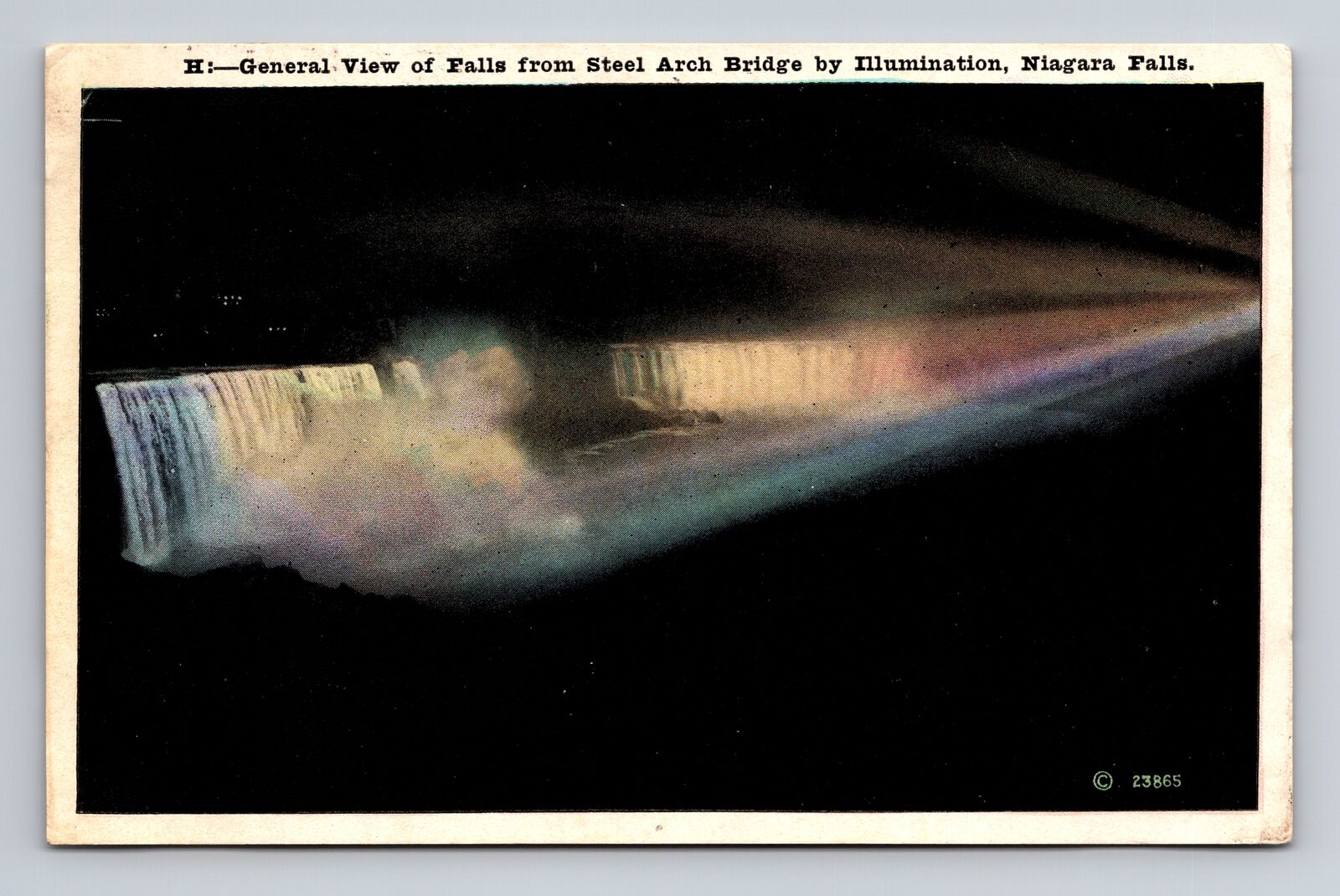 c1927 WB Postcard Niagara Falls Illumination View From Steel Arch