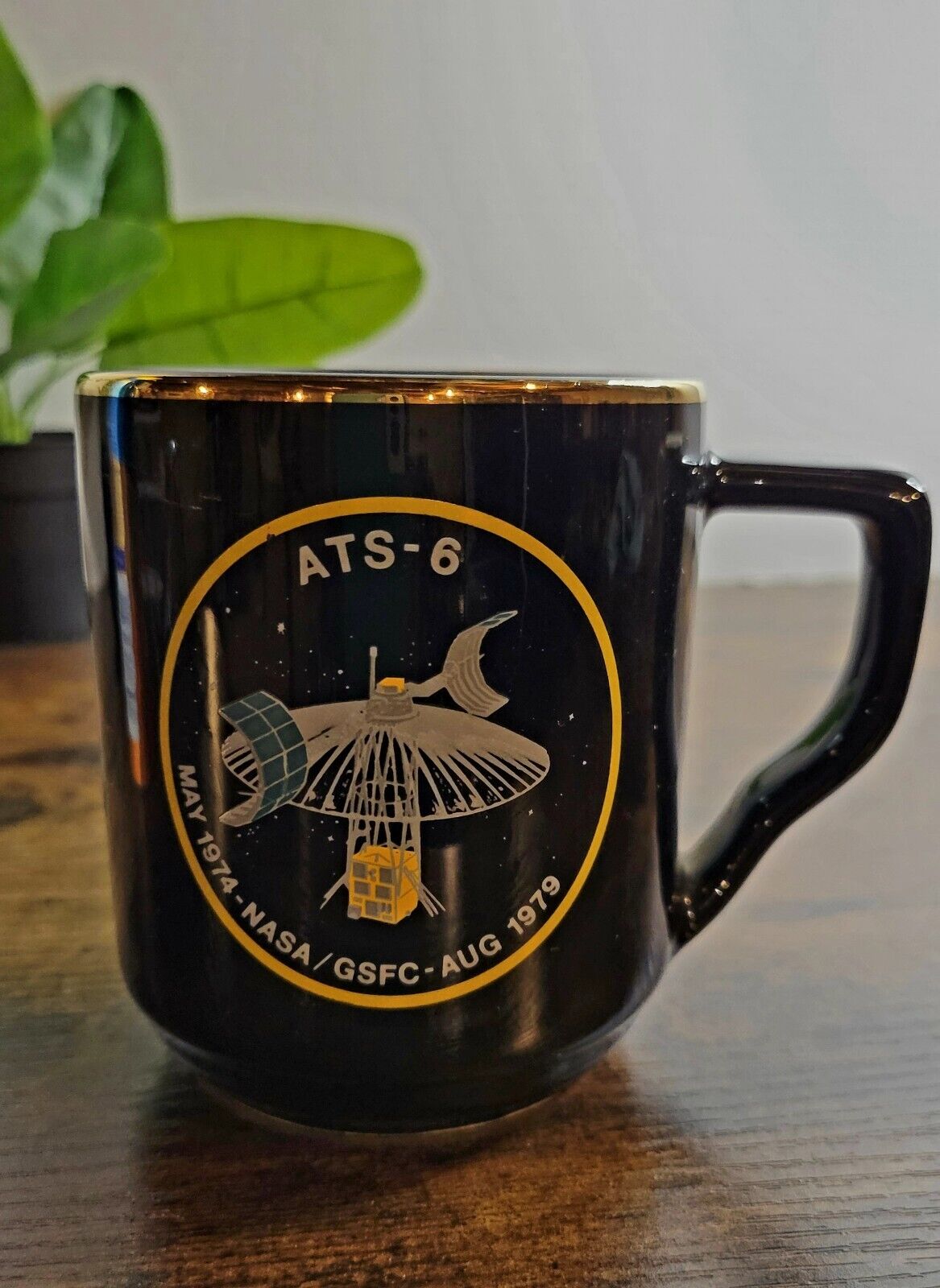 Vintage ATS-6 May 1974 NASA GSFC August 1979 Satellite Goddard Black Coffee Mug