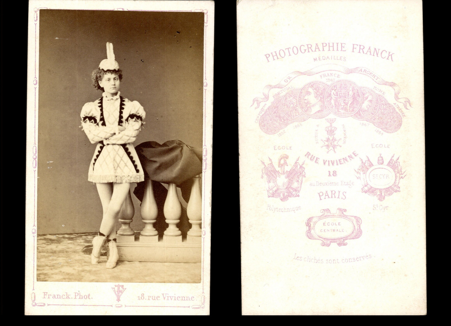 Franck, Paris, Vintage Albumen Print CDV ID Actress Albu Print