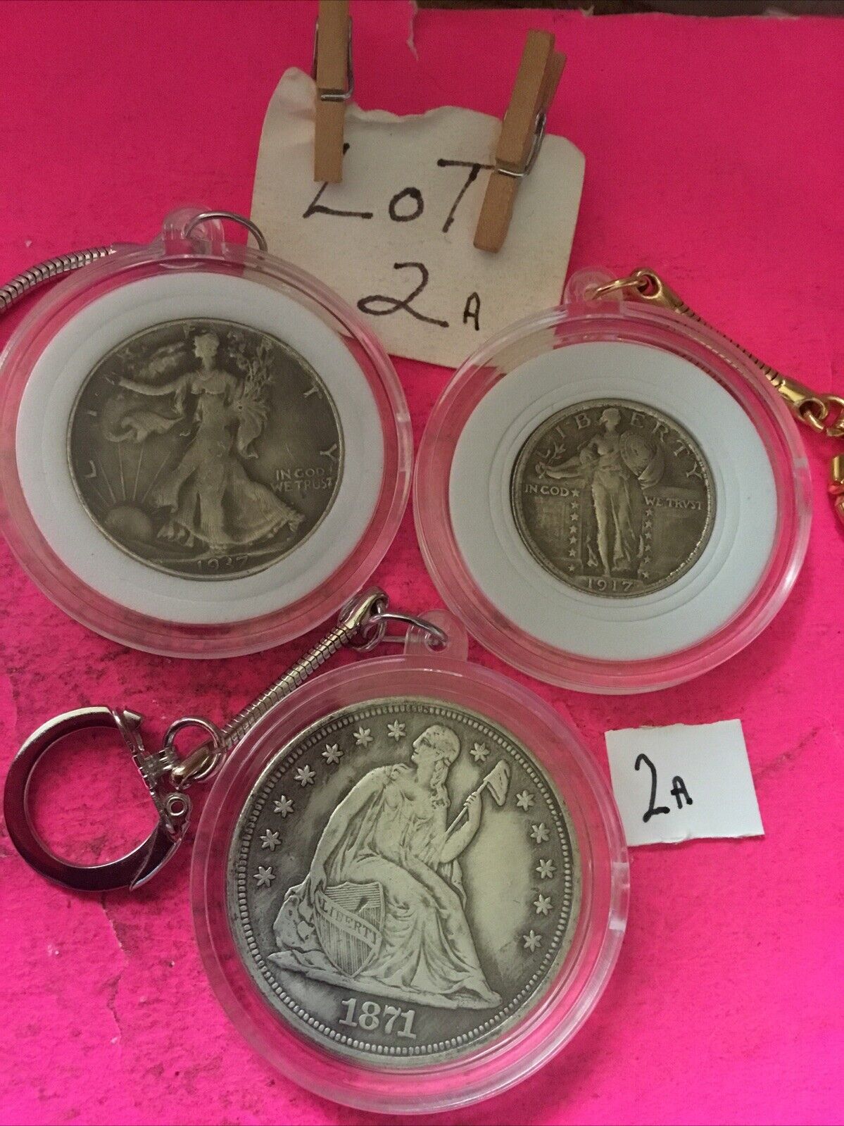Set Lot 3 Coin Keychains 1937-1917-1871 Look  Copies Junk Drawer Combines Ship