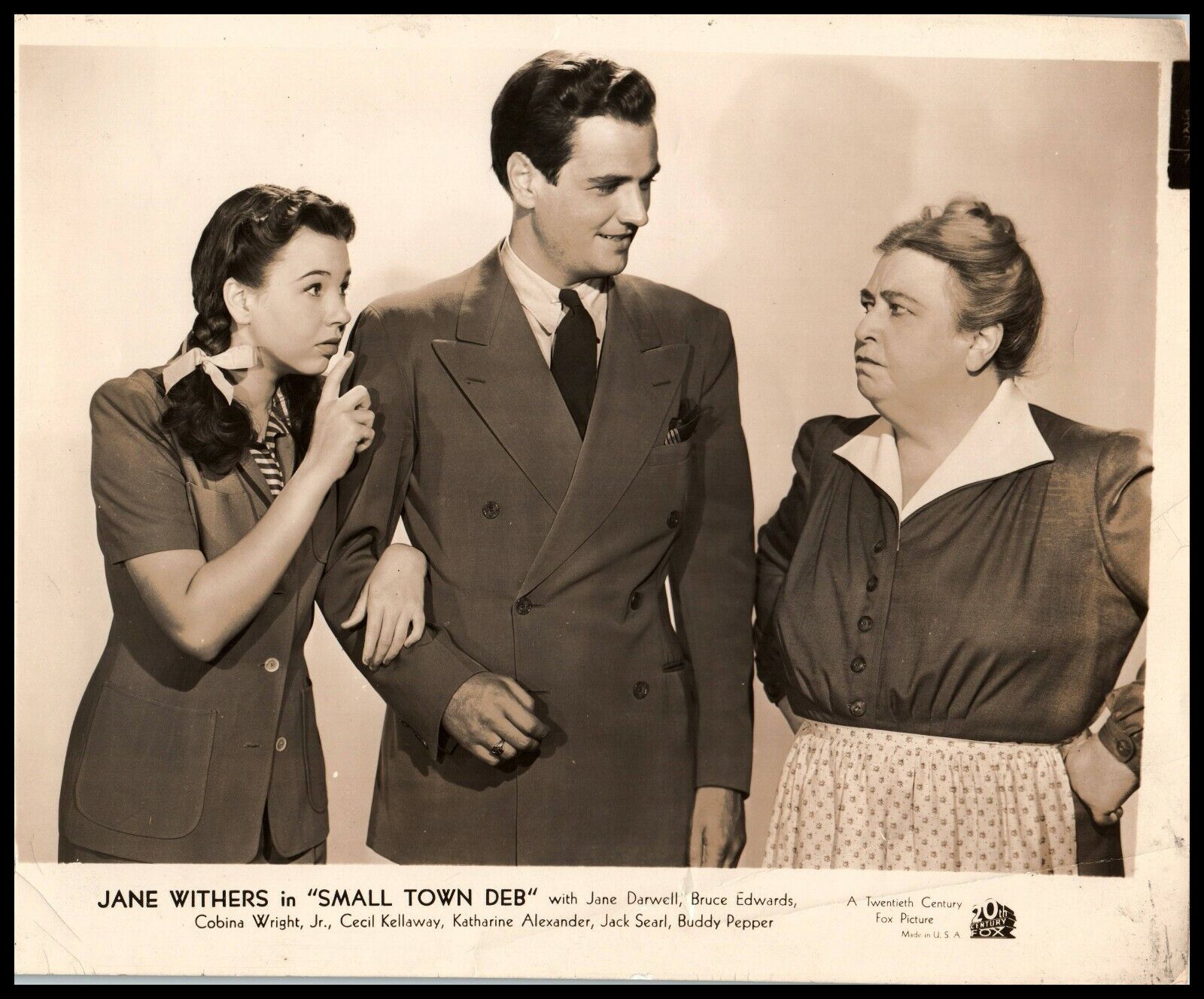 Jane Withers + Bruce Edward + Jane Darwell in Small Town Deb (1942) PHOTO M 90