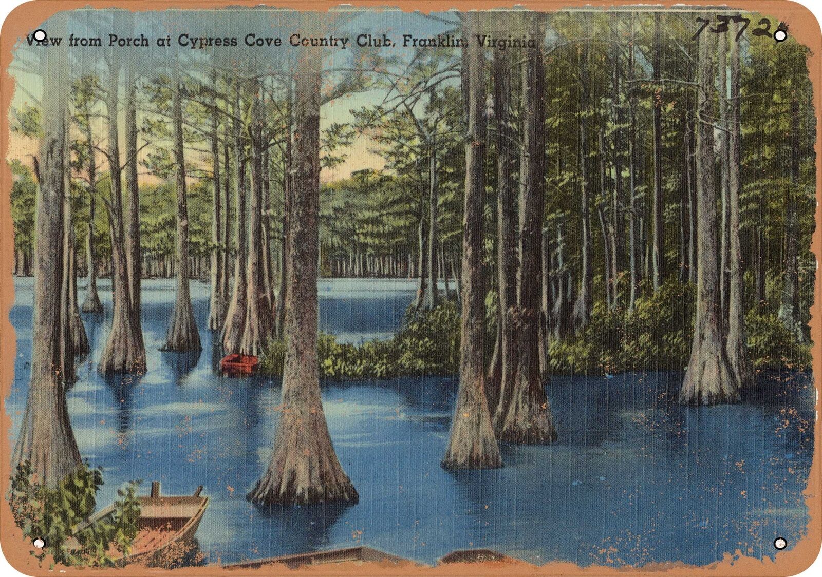 Metal Sign - Virginia Postcard - View from porch at Cypress Cove Country Club,