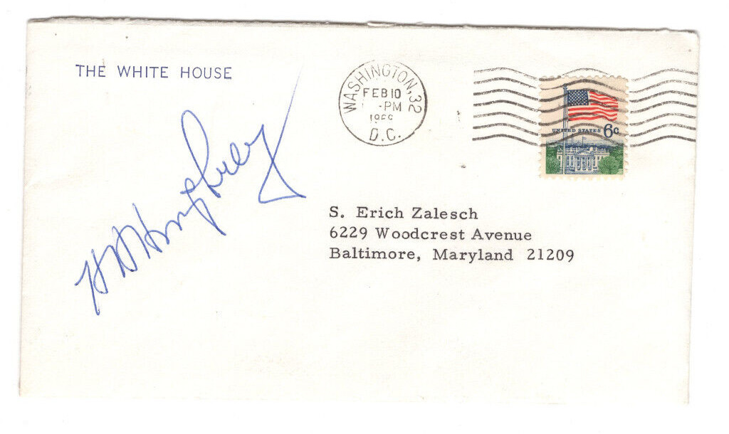 Hubert Humphrey Signed White House Envelope 1973 /Autographed